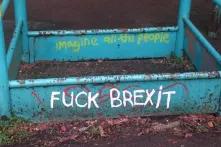 Graffiti that says: Imagine all the people... Fuck Brexit